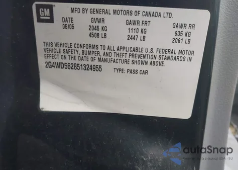 2005 Buick Lacrosse Cxl z USA, uszkodzony, nr VIN 2G4WD562851324955